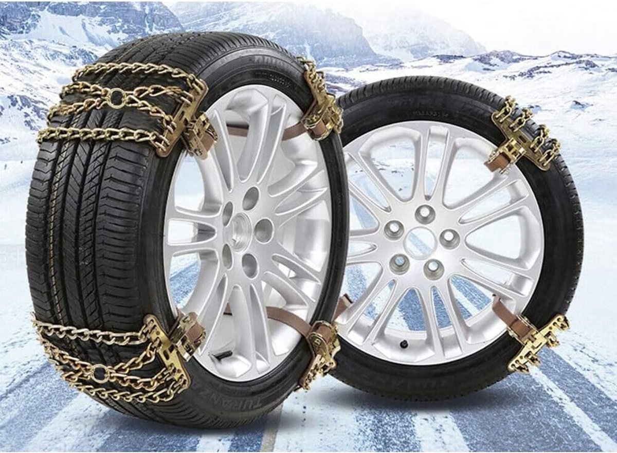 8 stuks universele sneeuwkettingen, antislipkettingen, autostarthulp, sneeuwketting, starthulp, geschikt voor auto, camper, personenauto, SUV, vrachtwagenbanden met een breedte van 165-215 mm, 8 stuks