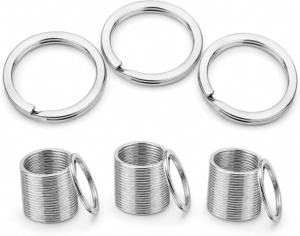 100 stuks, diameter sleutelring, sleutelring, metalen sleutelringen voor organisatie, huissleutels en boekentassen, accessoires, doe-het-zelf, zilver, diameter 28 mm