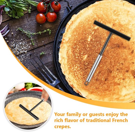 Spuitverdeler en spatel, keukengereedschap van roestvrij staal en siliconen voor het verdelen en omdraaien van deeg, ideaal voor crêpes, omeletten en pannenkoeken — afbeelding 5