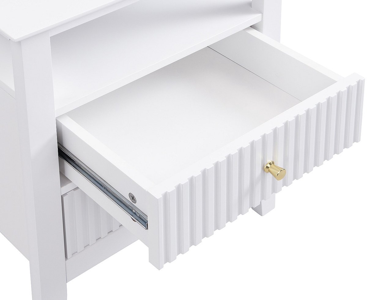 Vente-unique Set van 2 nachtkastjes met 2 lades en 1 plank - MDF - Wit - NIRIVA