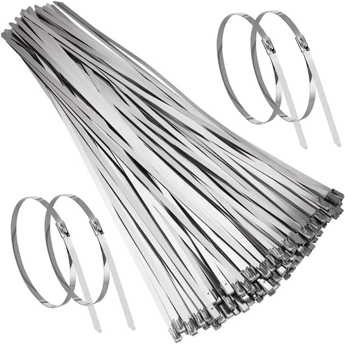 RVS kabelbinders 350 x 4.6 mm - metalen kabelbinders - UV-bestendig en roestvrij - veilig bundelen tot 100 kg - ShopVlot