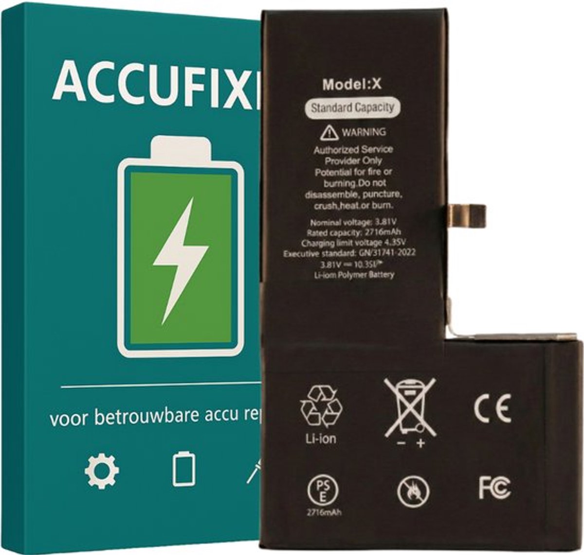 iPhone X Batterij - voor Reparatie - A+ Kwaliteit - met Batterijsticker