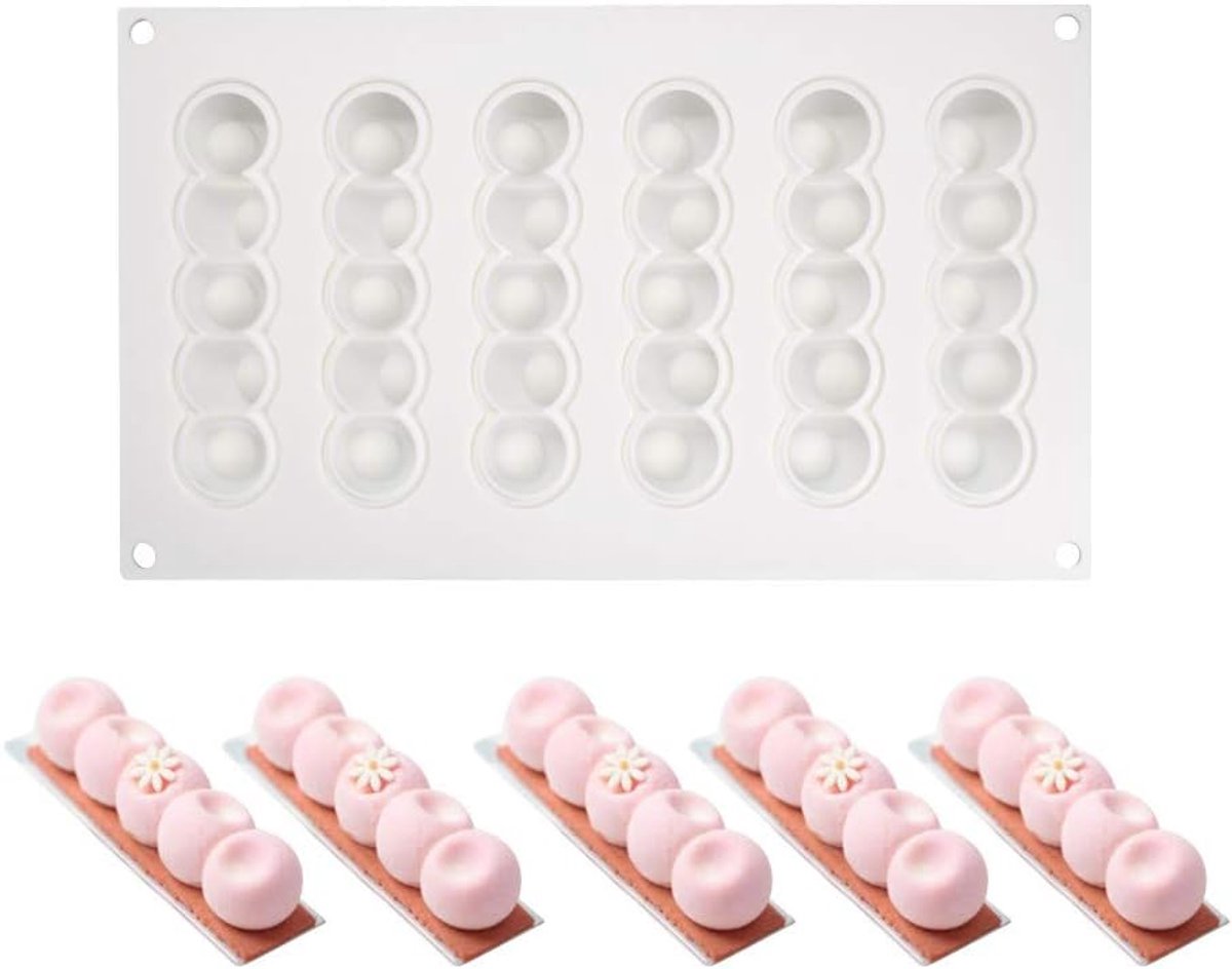 Silicone bakvorm voor mousse cake - 3D met 6 gaten - hoogwaardig silicone - ideaal voor desserts - ShopVlot