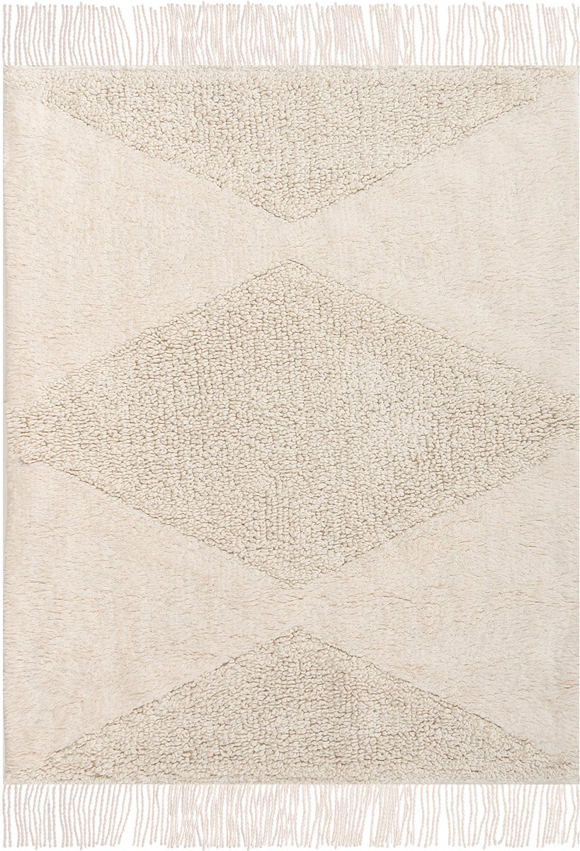 KHONOMA - Kindervloerkleed - Lichtbeige - 140 x 200 cm - Katoen