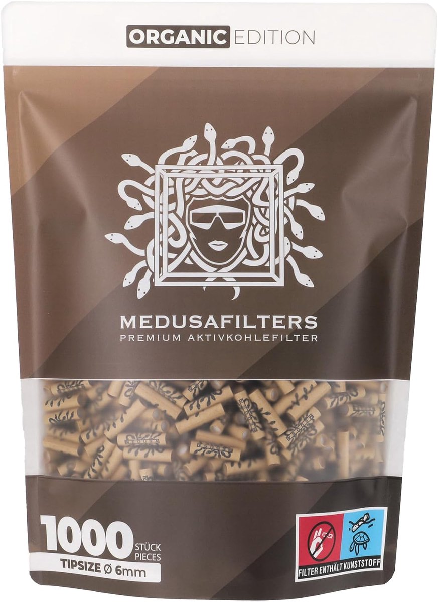 Actieve koolfilters 1000 stuks - 6 mm Ø premium met vegan vezelcaps - gemaakt van kokosnoten - zuiverde rookervaring - ShopVlot