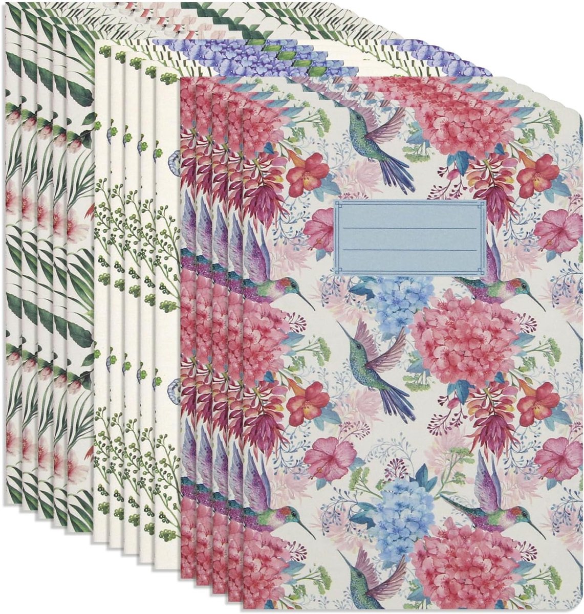 Notitieboeken A5 gelinieerd - Tropische bloemenserie - 15 stuks - Ideaal voor werk en reizen - ShopVlot