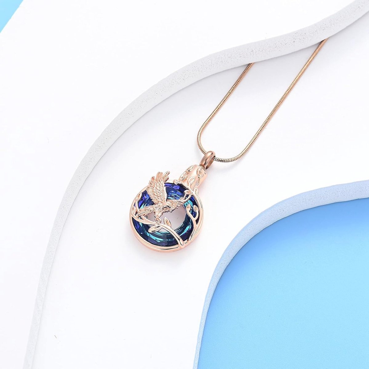 Crematie Sieraden Adelaars Urn Ketting - Cirkel Kristal Herinnering - Persoonlijk Aandenken voor Dierbaren - ShopVlot