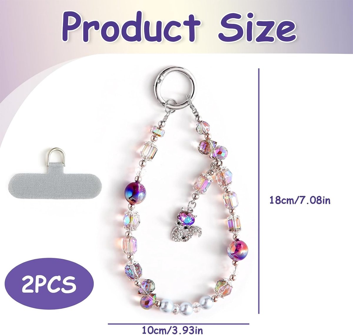 Mobiele telefoon hanger met parelcrystals - anti-diefstal telefoon armband - handsfree en verwijderbaar - ShopVlot