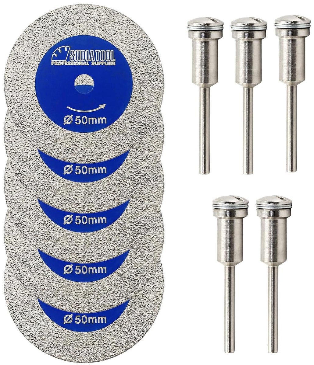 Diamantschijf 50 mm - Set van 5 - Voor tegels en keramiek - Ideaal voor droog en nat snijden - ShopVlot