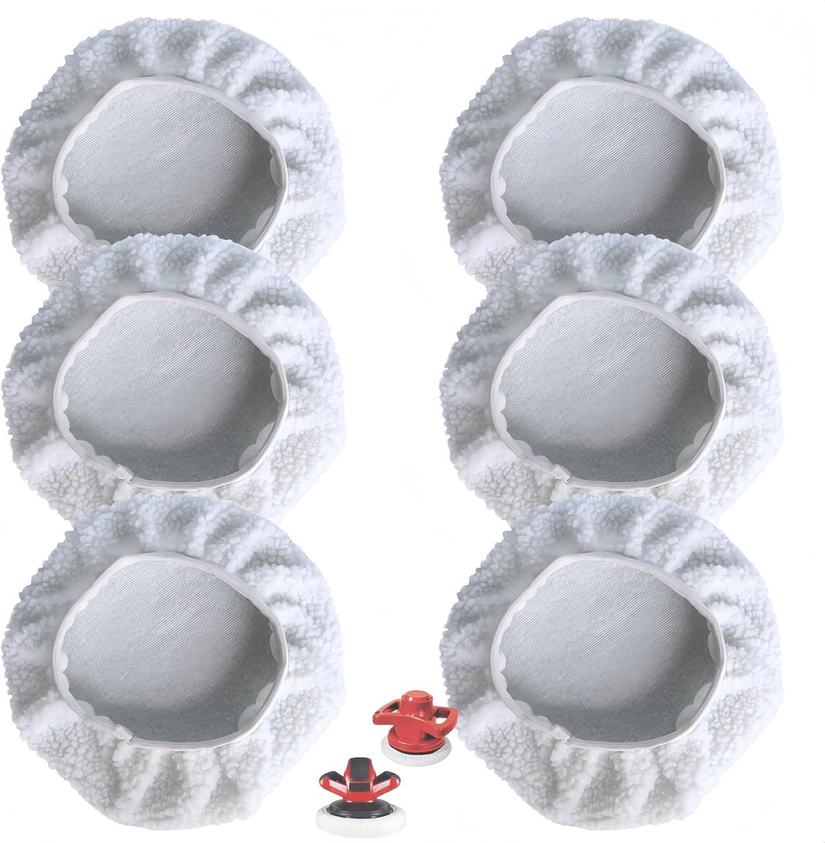 Polijstschijven set 6 stuks - 300-330 mm - wol en microvezel - ideaal voor autopoetsen - ShopVlot