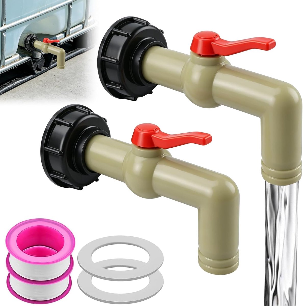 IBC afvoerkraan 1 inch - S60x6 schroefdraad - DN40/50 aansluiting - ideaal voor regenwatergebruik - ShopVlot