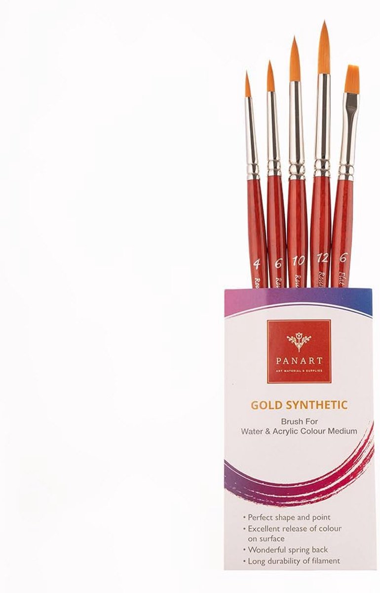 Verfkwasten set 5 stuks - synthetisch - ergonomische handgrepen - perfect voor acryl en aquarel - ShopVlot