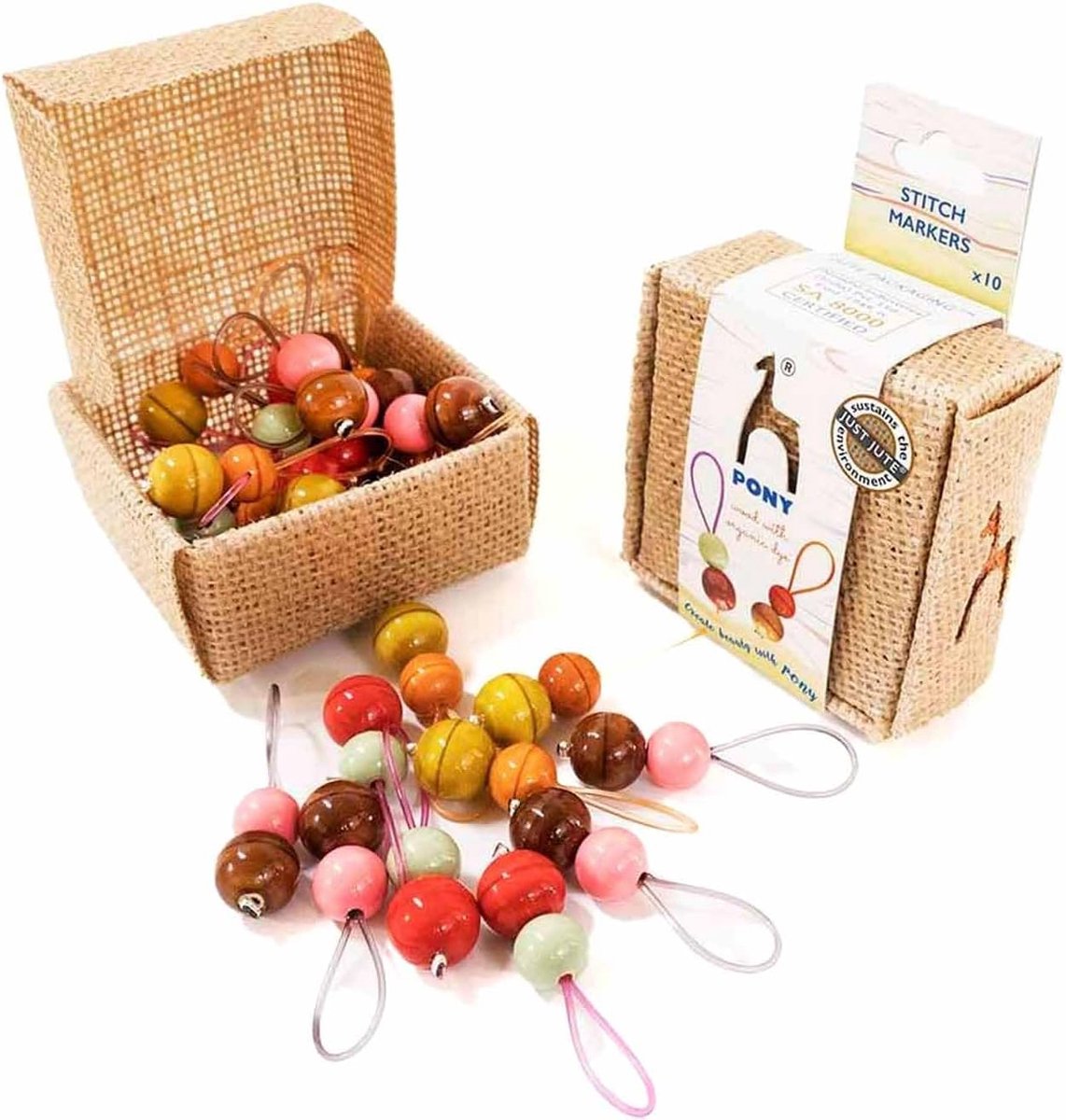 Stitch markers - 10 stuks - houten - kleurrijk - veilig markeren van steken - ShopVlot
