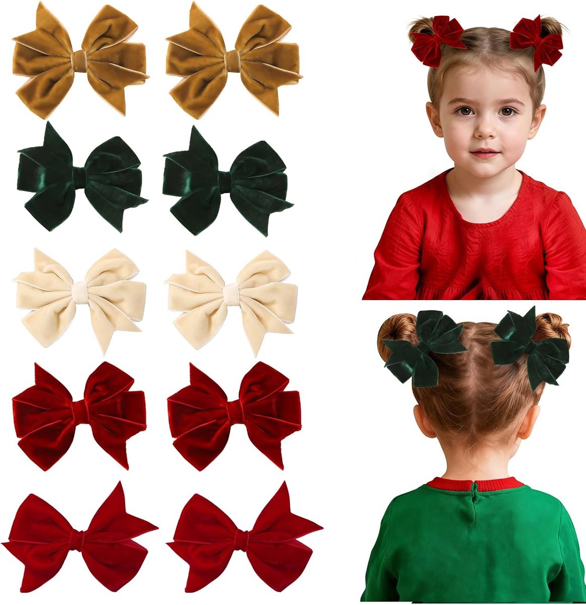 Haarstrikjes voor meisjes - zachte velvet - schattige accessoires - perfect voor feestdagen - ShopVlot