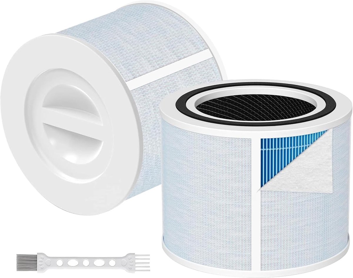 Luchtreiniger vervangingsfilters 2 stuks - 3-in-1 True HEPA - actieve koolfilter - verbeterde luchtkwaliteit - ShopVlot