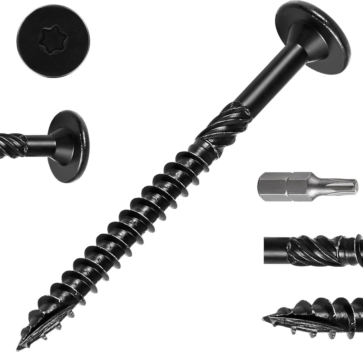 Torx houtschroeven 6,3 x 73 mm - zwart - roestbestendig - snel en eenvoudig in hout - ShopVlot