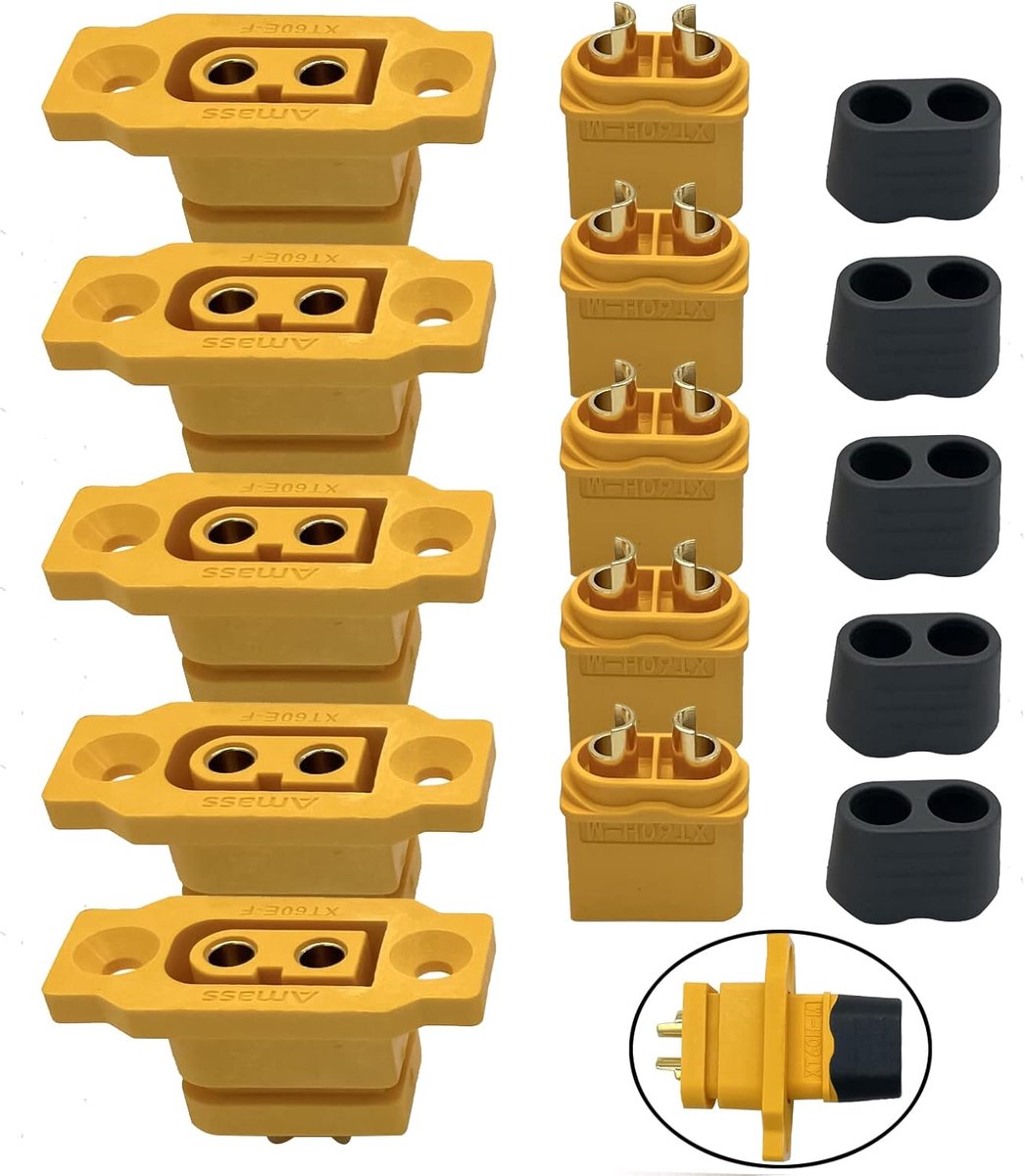 Kabelconnector XT60H XT60E-F - 5 paar - veilige female aansluiting - geschikt voor lithium accu's - ShopVlot