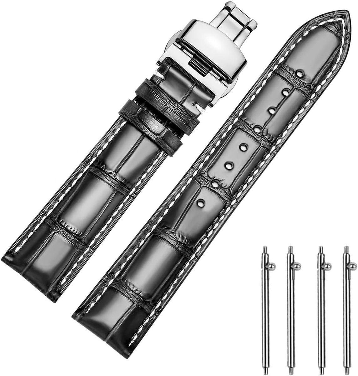 Leren horlogebandje 18-24 mm - reservearmband - snelsluiting - stijlvol en comfortabel - ShopVlot