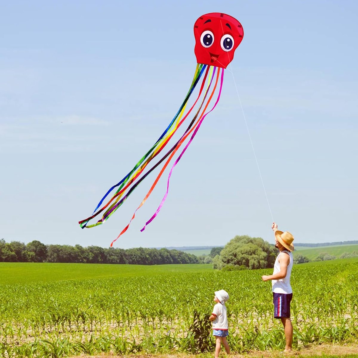 Vlieger cartoon octopus 3-pack - kleurrijke stof - eenvoudig te vliegen - perfect voor buitenactiviteit - ShopVlot