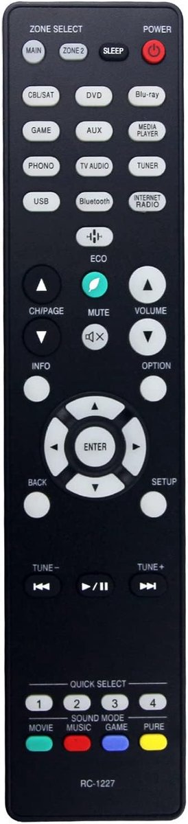 Afstandsbediening RC-1227 - Vervangend model - Geschikt voor Denon AV System - Direct gebruiksklaar - ShopVlot