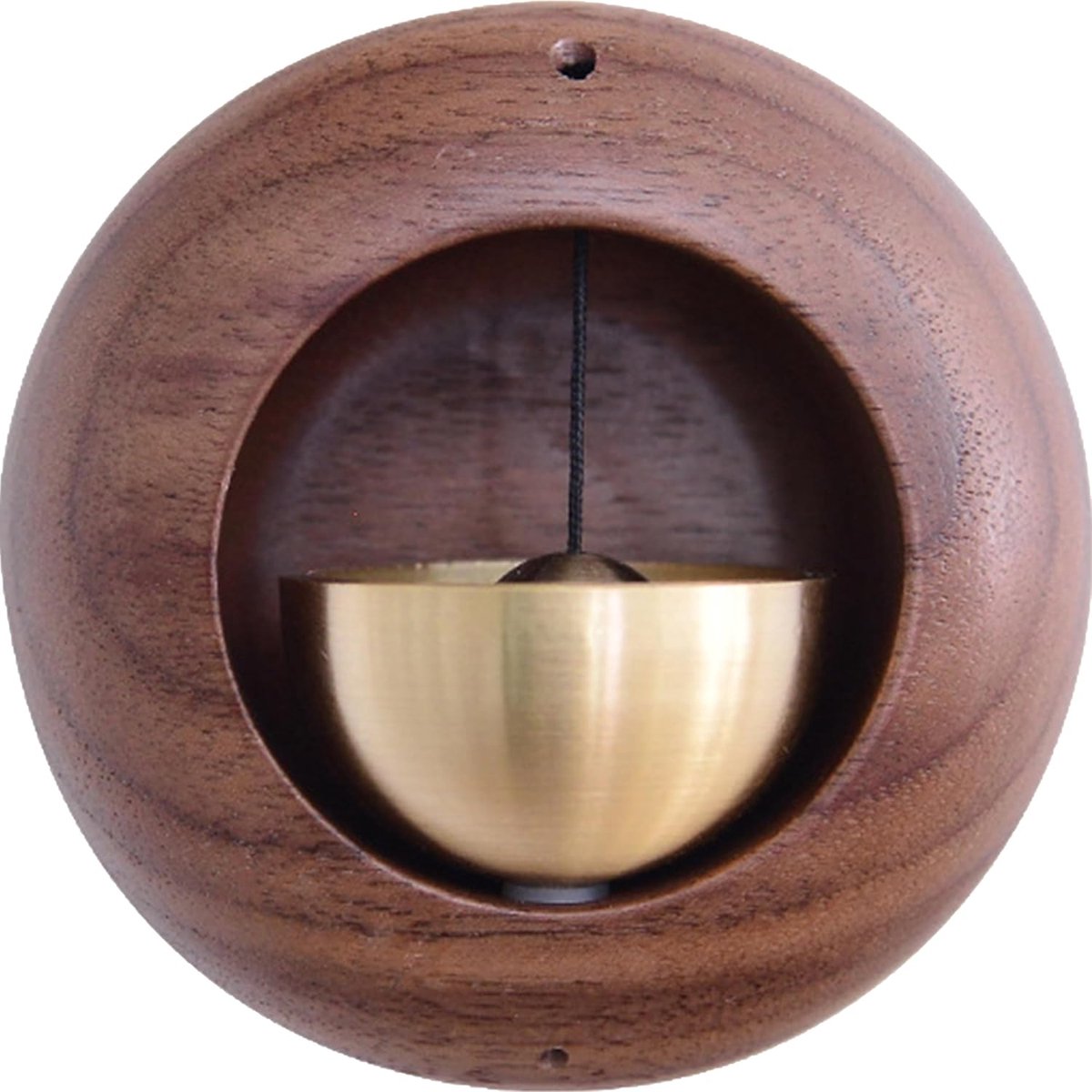 Deurbel met handgemaakte houten decoratie - ronde zwarte walnoot - veelzijdige hanger - perfect voor entree - ShopVlot