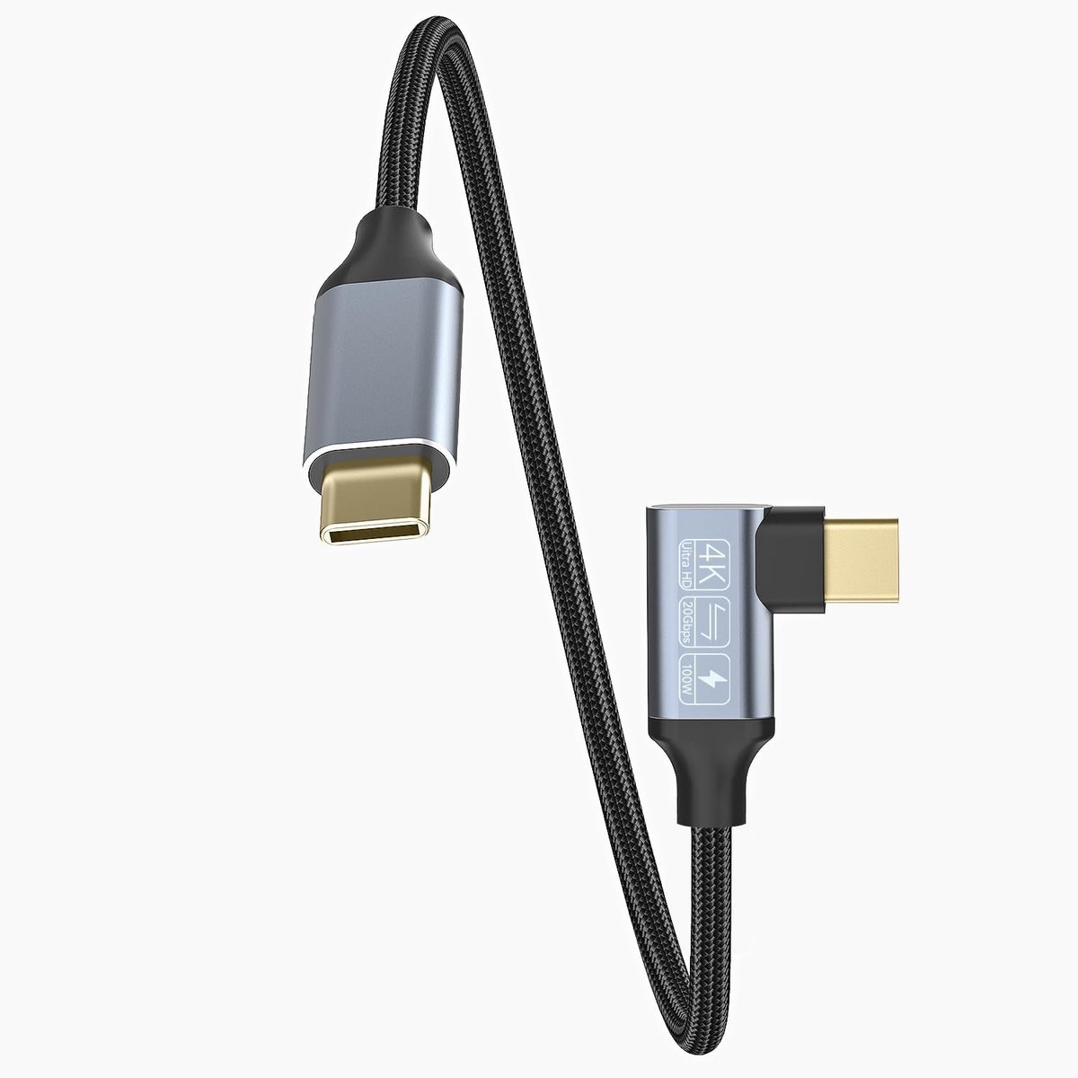 USB-C Kabel - Kort 0.3m - 90 Graden Rechts - 20Gbps, 100W voor Mobiele Telefoon en SSD - ShopVlot