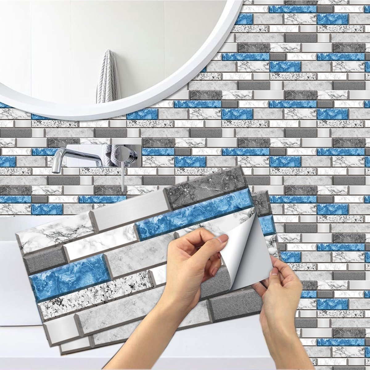 Tegelstickers 18 Stuks - Zelfklevende Wandtegels 15x30cm - Waterproof Decoratie - Ideaal voor Badkamer en Keuken - ShopVlot