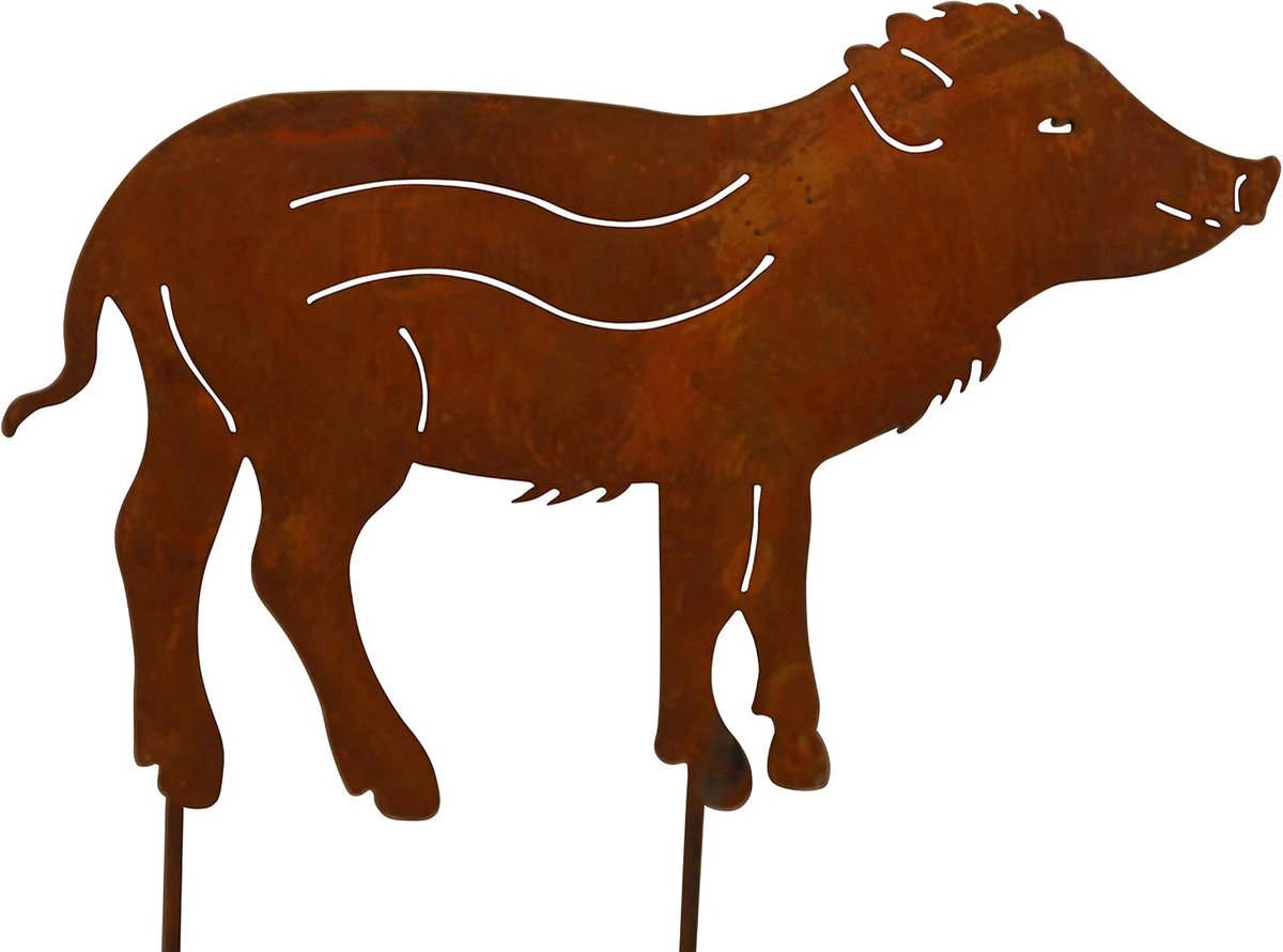 Tuinplug Wild Zwijn 37 cm - Rustieke Patina - Unieke Tuindecoratie - Perfect voor Balkon of Terras - ShopVlot
