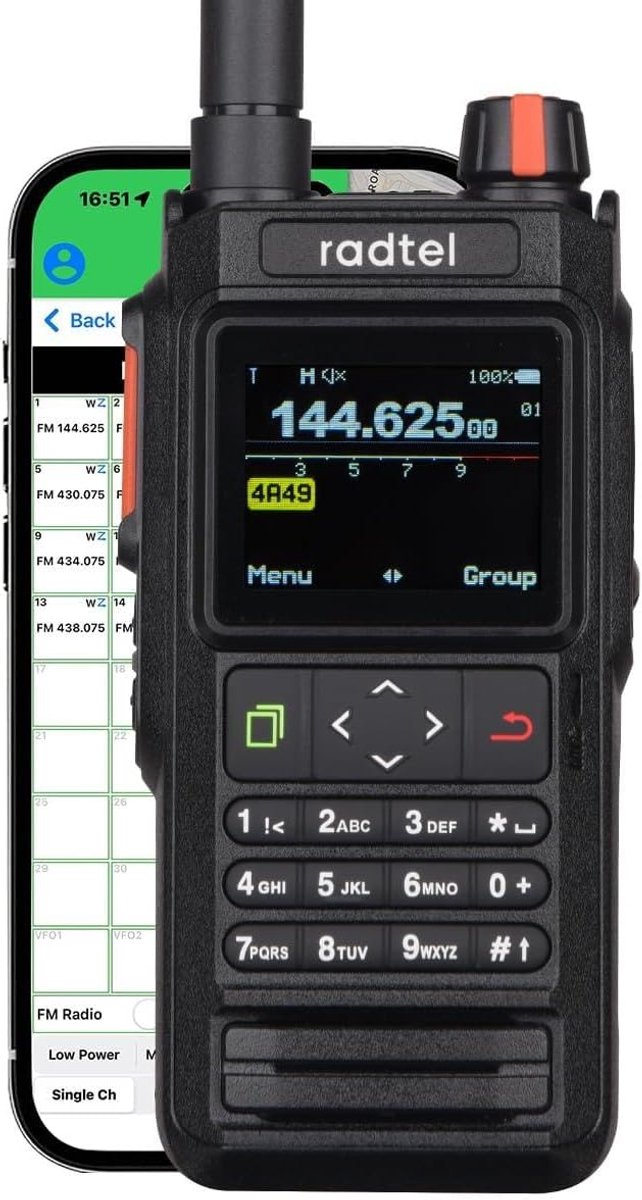 VHF/UHF radio met GPS en Bluetooth - Dual-band transceiver - Hoog vermogen tot 7W - ShopVlot