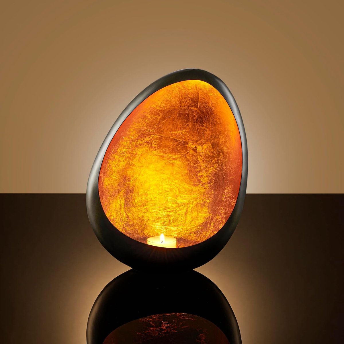 Windlicht 21 x 11 x 26 cm - Metaal met gouden blad - Elegant design - Perfect voor theelichten - ShopVlot