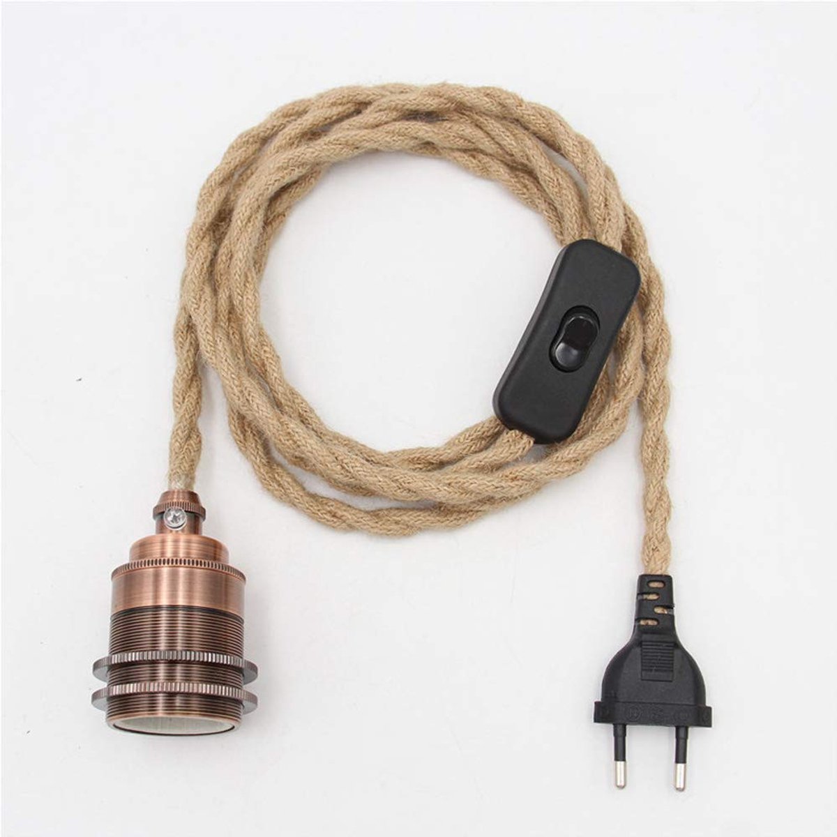 Hanglamp E27 fitting - Vintage jute touw - DIY pendel verlichting - Perfect voor woonkamer en keuken - ShopVlot