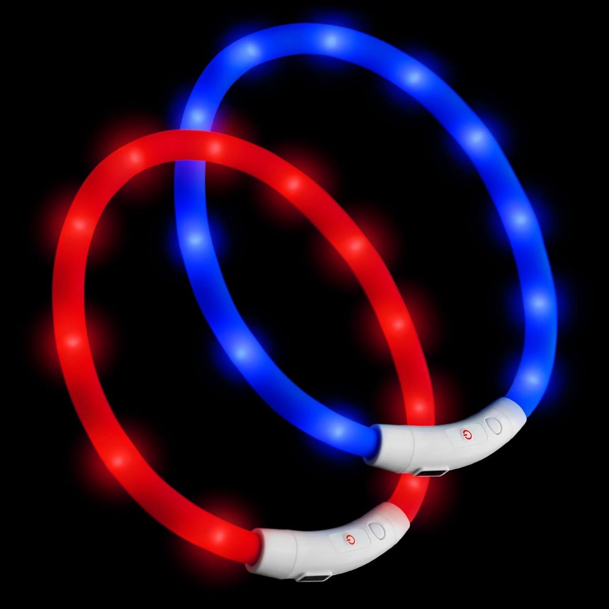 Hondenhalsband LED - 2 Stuks - Rood en Blauw - Oplaadbaar via USB - Voor maximale veiligheid - ShopVlot