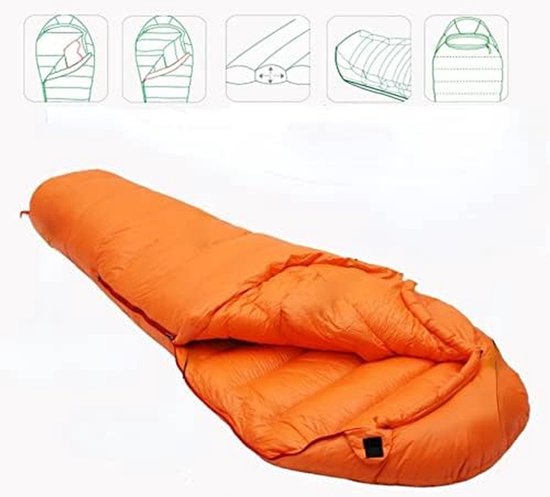 Slaapzak Dons Gevuld - Outdoor Kampeerzak - Kamperen en Reizen - Waterdicht Ademend Warm - Niet gespecificeerd - Zwart — afbeelding 5