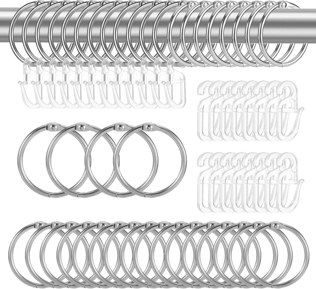 Curtain Hooks S Haakjes 40pcs - Zilver - Veilig ontwerp - Geschikt voor gordijnen - ShopVlot