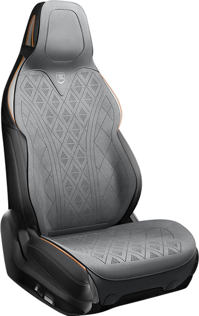 AIM Autostoelbeschermer – Luxe PU Imitatieleer Zit- en Rugkussen - Set van 2 – Lexus IS 2 – Airbag Compatibel - M13 - Grijs