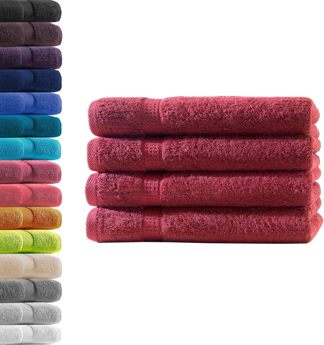 Handdoek burgundy - 100% katoen badstof - premium kwaliteit 500 g/m² - geschikt voor allergieën - ShopVlot