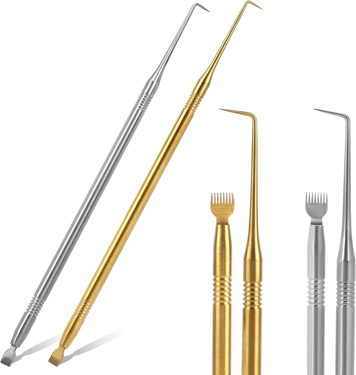 Wimperkam set van 2 - RVS met goud en zilver - Professionele wimper separator - Voor een perfecte wimperlift - ShopVlot