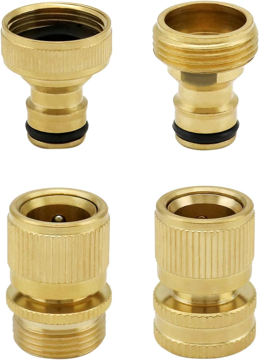 Tuinslang snelkoppeling 3/4 inch - messing materiaal - stevige constructie - perfect voor standaard slangen - ShopVlot