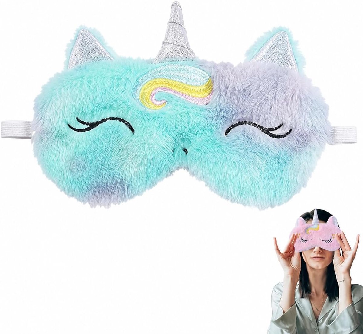 Slaapmasker - 2 Stuks - Eenhoorn Design - Koud/warm Gelmasker - Vermindert Vermoeidheid - ShopVlot
