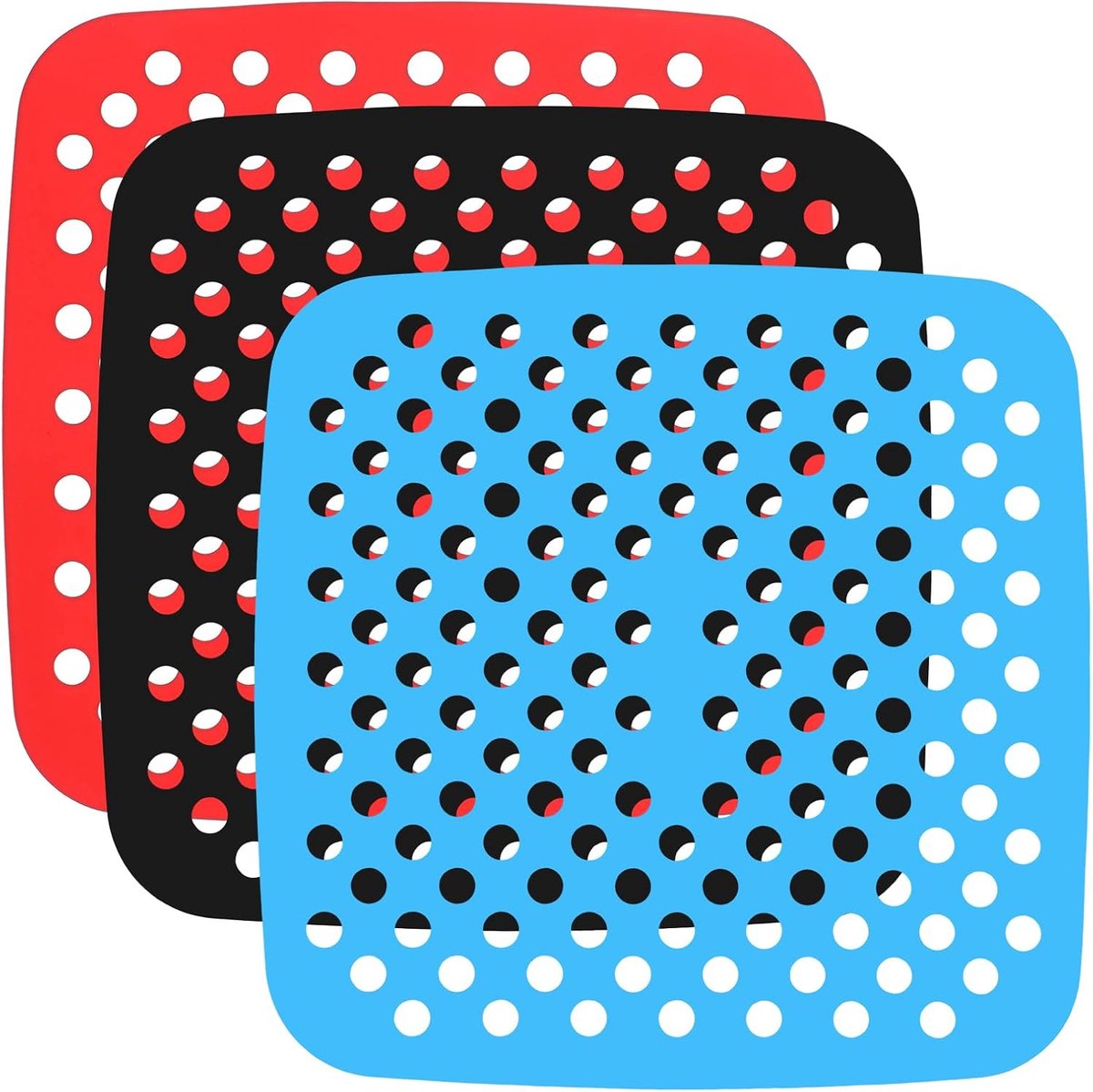 Silicone air fryer liners 3 stuks - herbruikbare silicone mat - perforatie voor betere luchtcirculatie - ShopVlot