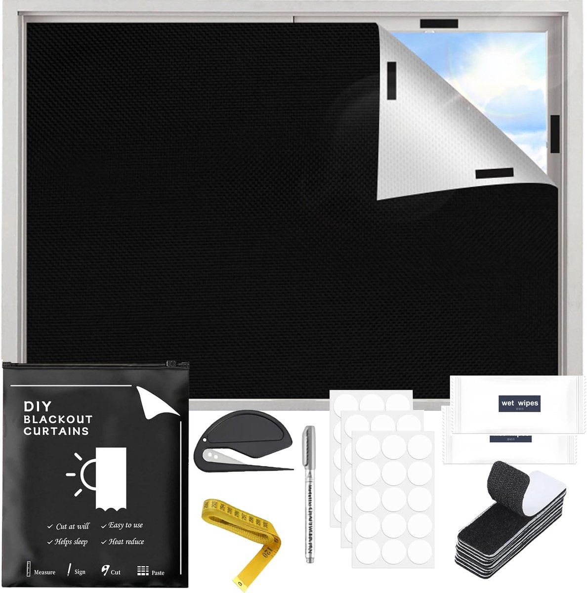 Raam verduistering 300 cm - 200x148 cm - 100% verduistering - ideaal voor een donkere slaapkamer - ShopVlot
