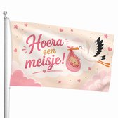 Het Vlaggenschip - Hoera Een Meisje - 90 x 150 centimeter - Geboorte - Geboortevlag - Versiering