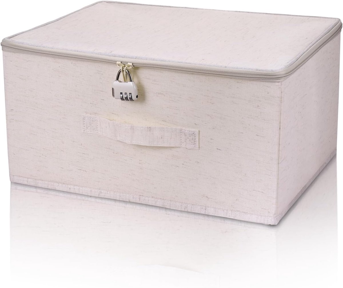 opbergbox met slot 30 x 20 cm - witte stofdeksel - combinatie slot - veilig voor waardevolle spullen - ShopVlot
