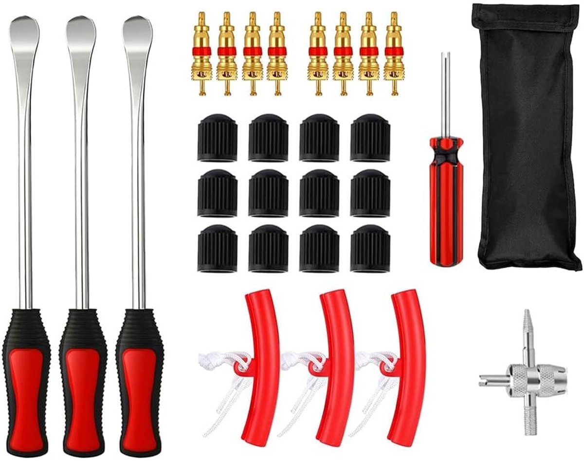 Bandenlichters set 28 stuks - inclusief 3 velgbeschermers - gereedschapsset voor motorfiets en fiets - ShopVlot