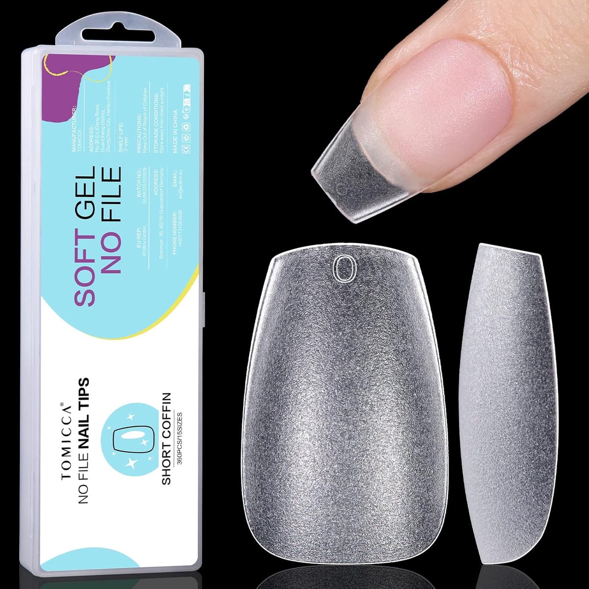 Nageltips 360 Stuks - Volledige Dekking Zachte Gel Tips - Voorgevormd PMMA Hars - Bespaar Tijd met Geen Vijl - ShopVlot