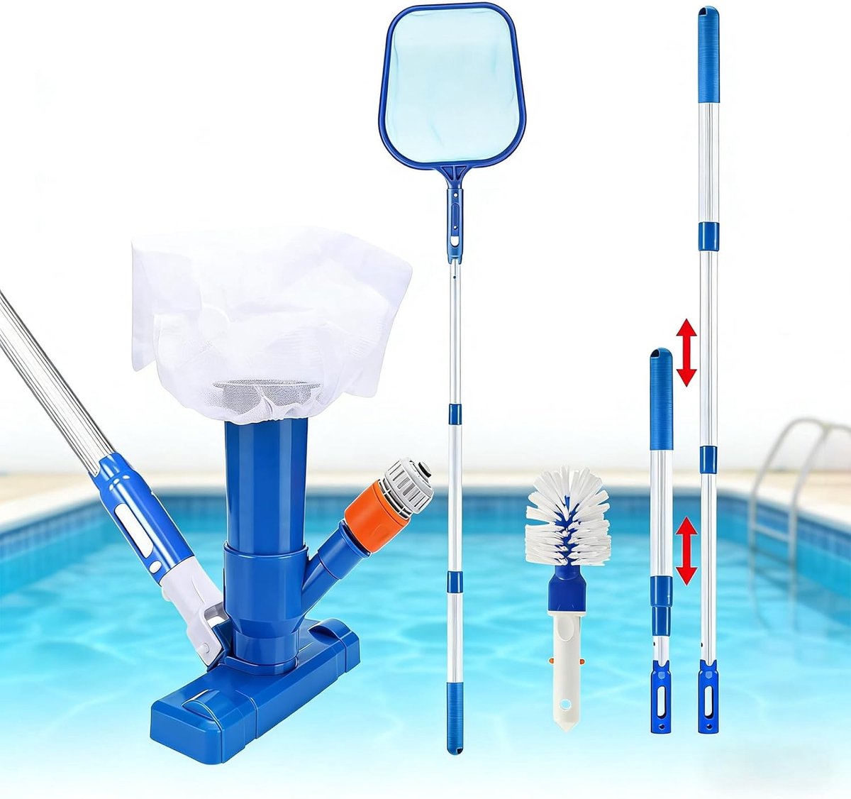 Poolstofzuiger set - draagbare jet vacuüm cleaner - telescopische steel - ideaal voor het verwijderen van vuil - ShopVlot