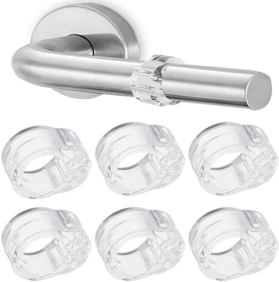Deurstopper voor handvatten - set van 6 - PVC transparant - beschermt muren en meubels - ShopVlot