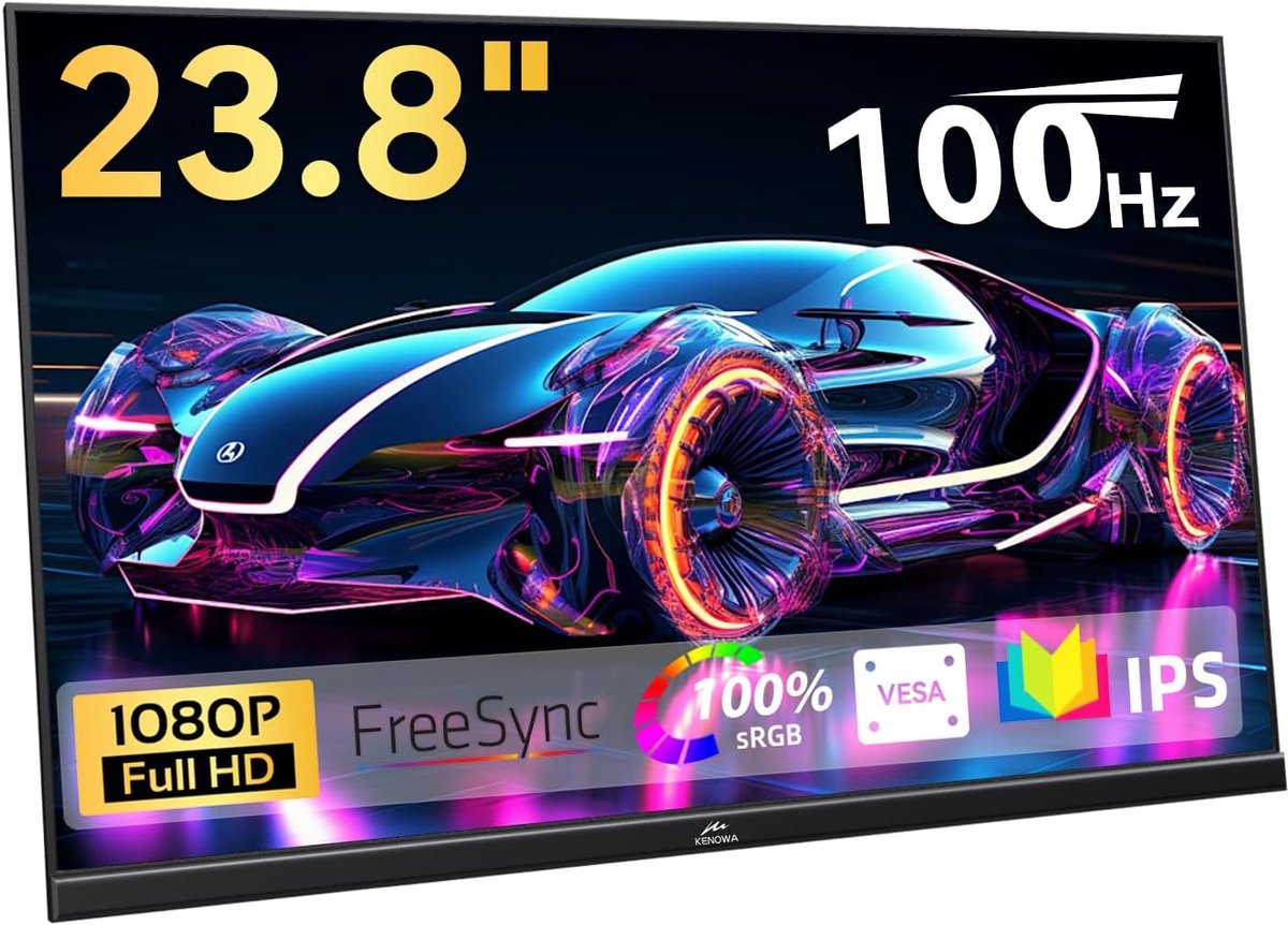 Portable Monitor 23.8 Inch - FHD 1080P IPS - 100Hz Gaming Monitor - Ideaal voor Laptop en PC - ShopVlot