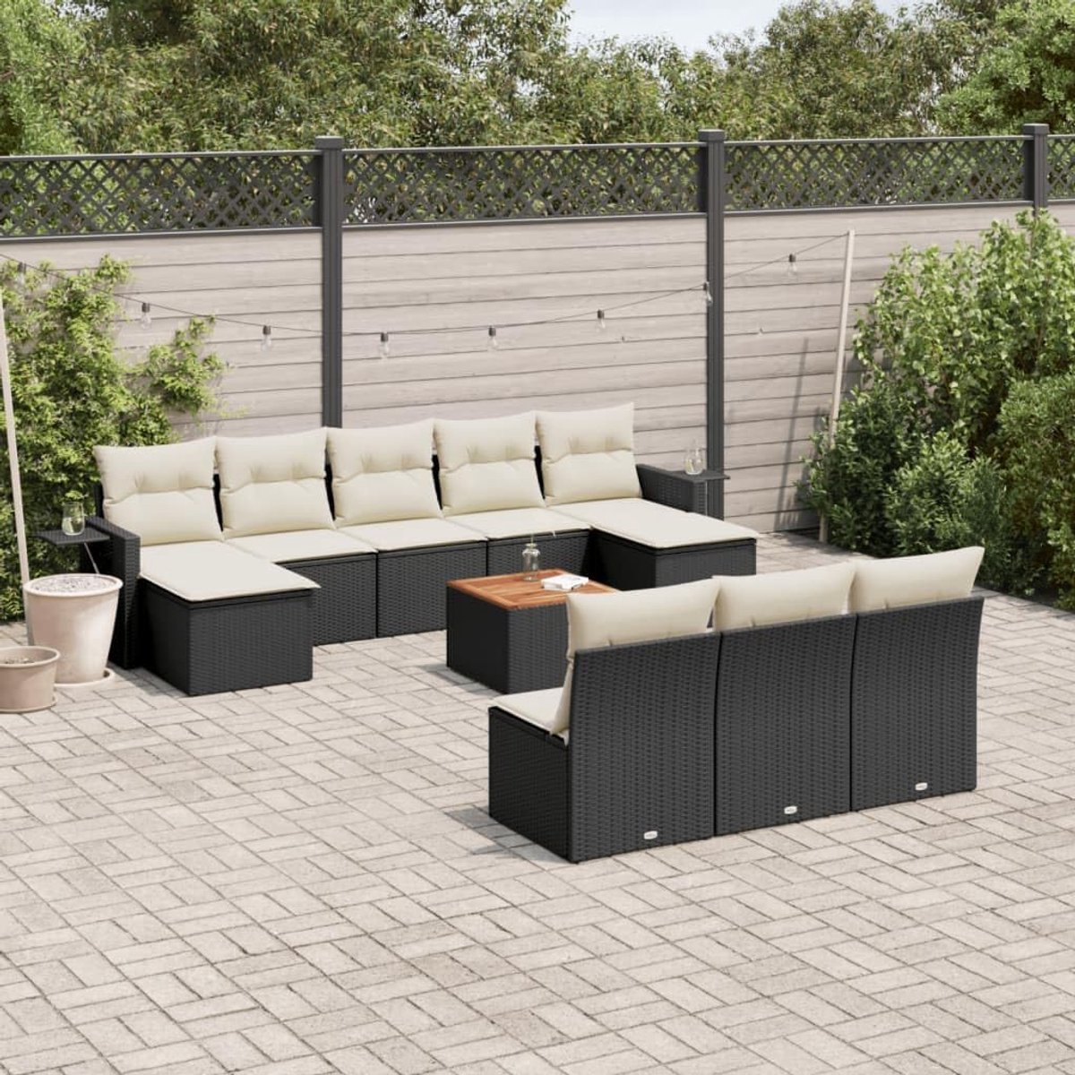 Tuinbankset 11-delig - Zwart polyrotan - Modulair ontwerp - Flexibel voor persoonlijke buitenruimte - SnelShoppen