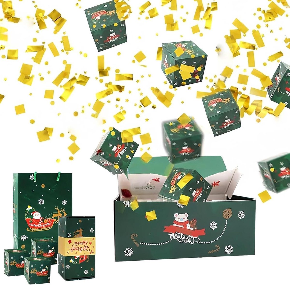 Kerst Geld Doos - Stuiterend Geld Koffertje - Cadeau Presentatie - Springende Geld Houder